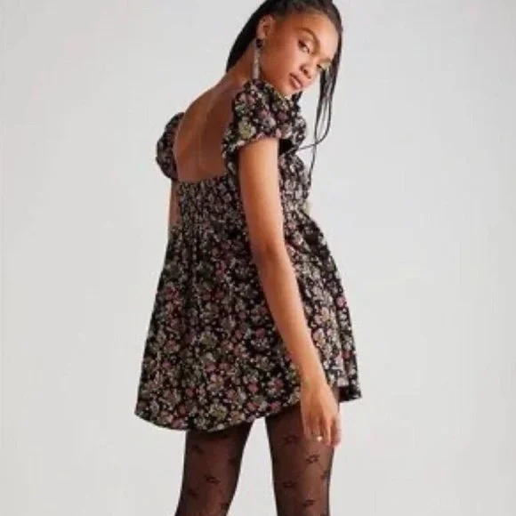 SOLD Free People Corduroy Floral Printed Tunic Babydoll Dress NWOT S… - Picture 2 of 15